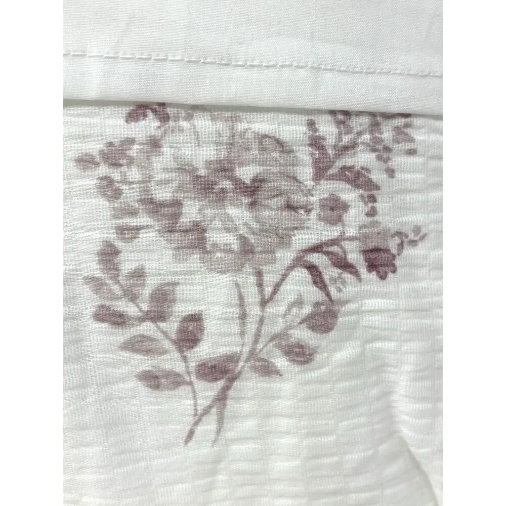 Shabby Chic Cotton Floral Woven KING Size Duvet Set White Rose Pink Fringe